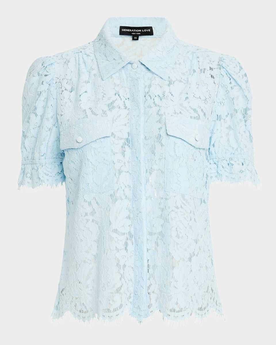 Mina Lace Button-Front Shirt